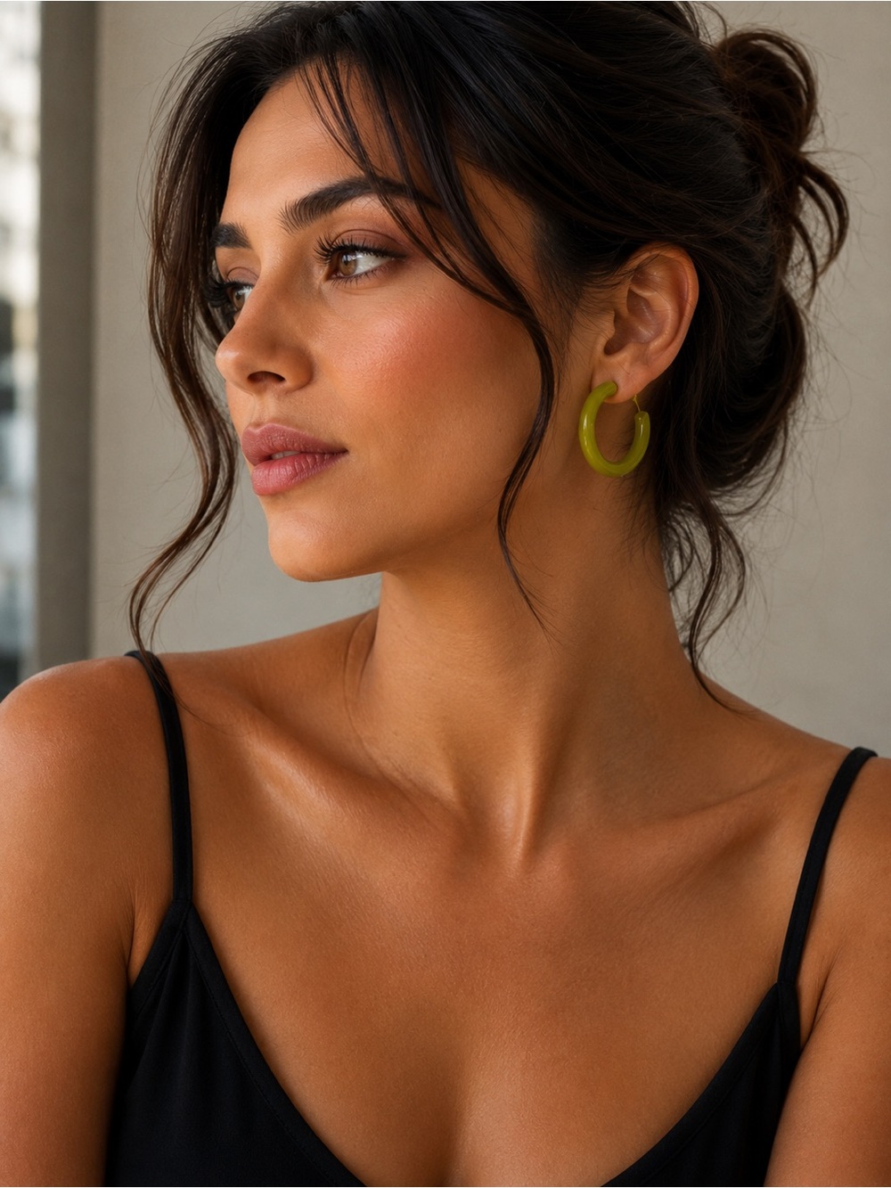 Green Hoop Earrings - Women Jewelry